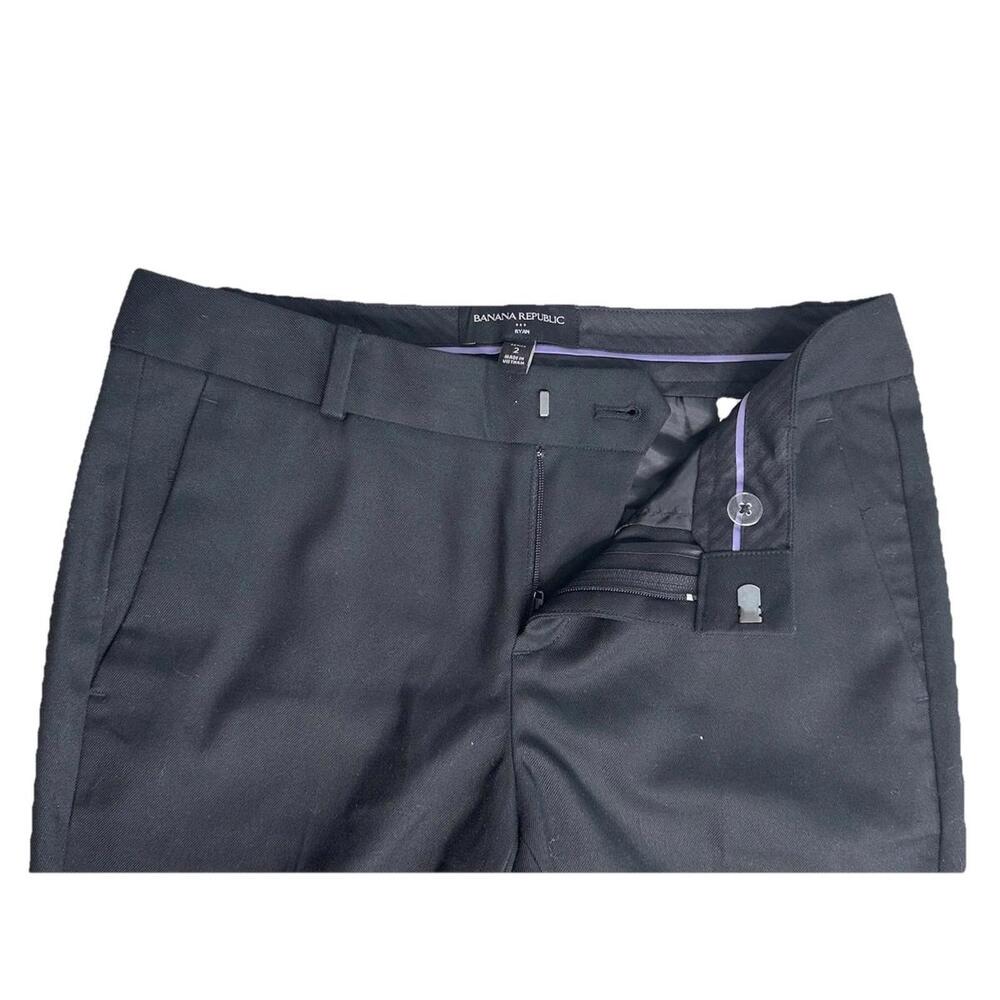 Banana Republic Ryan 2 Petite Ankle Black Mid Rise Straight Pants Career Work - Picture 2 of 6